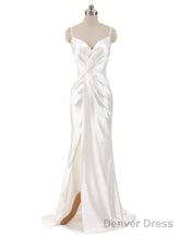 Gorgeous Beach Wedding Dresses Mermaid Sleeveless Evening Dresses V Neck Straps Split Ivory Bridal Gown With Court Train